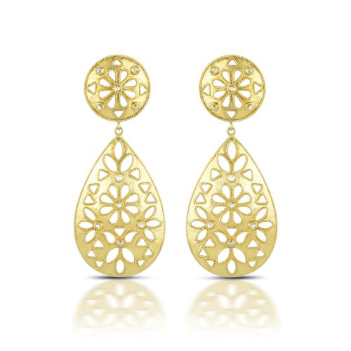 Filigree diamond earrings in 18KT gold