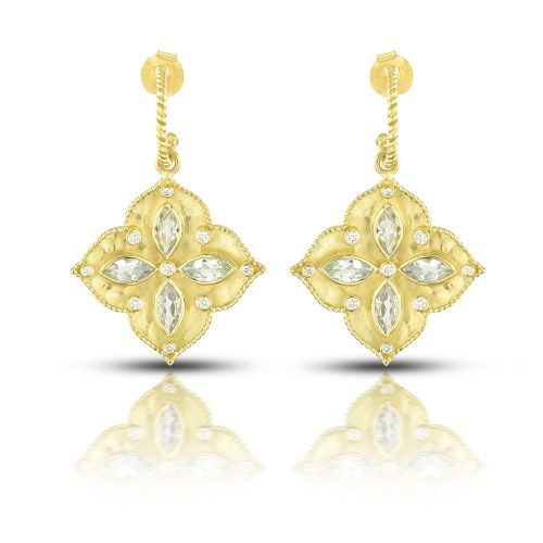 Gold & diamond textured earrings in 18KT gold