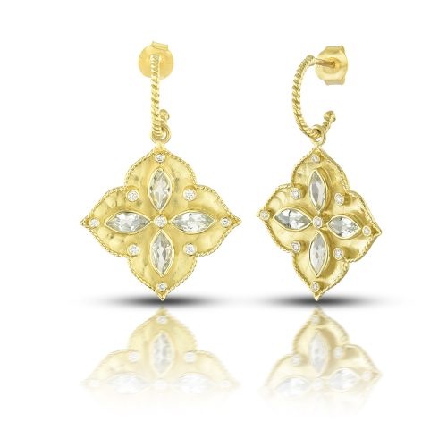 Gold & diamond textured earrings in 18KT gold