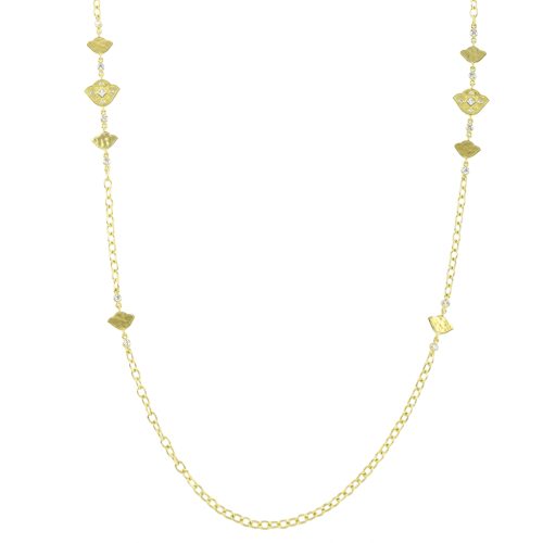 Amrapali Lotus & Diamond Chain Necklace in 18 KT gold
